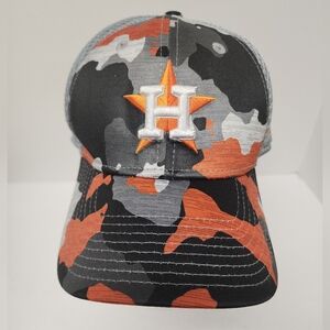 New Era Houston Astros Black and Orange Camo Baseball Hat Adjustable Size